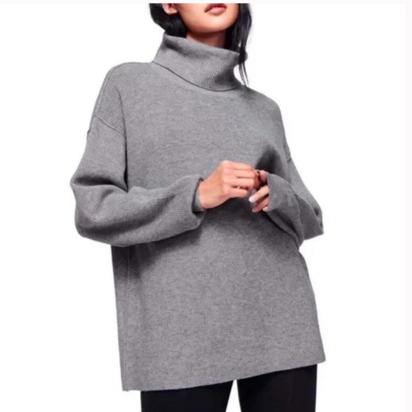 Free People Sweaters - Free People Women's Softly Structured Knit Tunic, Oversized Sweater Top. Grey M